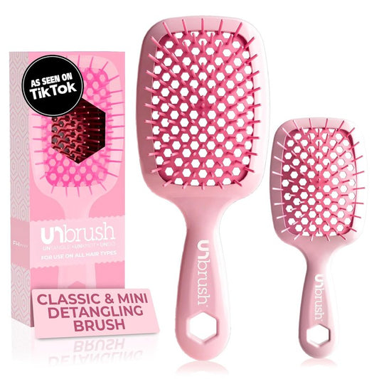 FHI Heat Detangling Brush Combo Pack - Original & Mini UNbrush for All Hair Types | DuoFlex Anti-Static Vented Brush