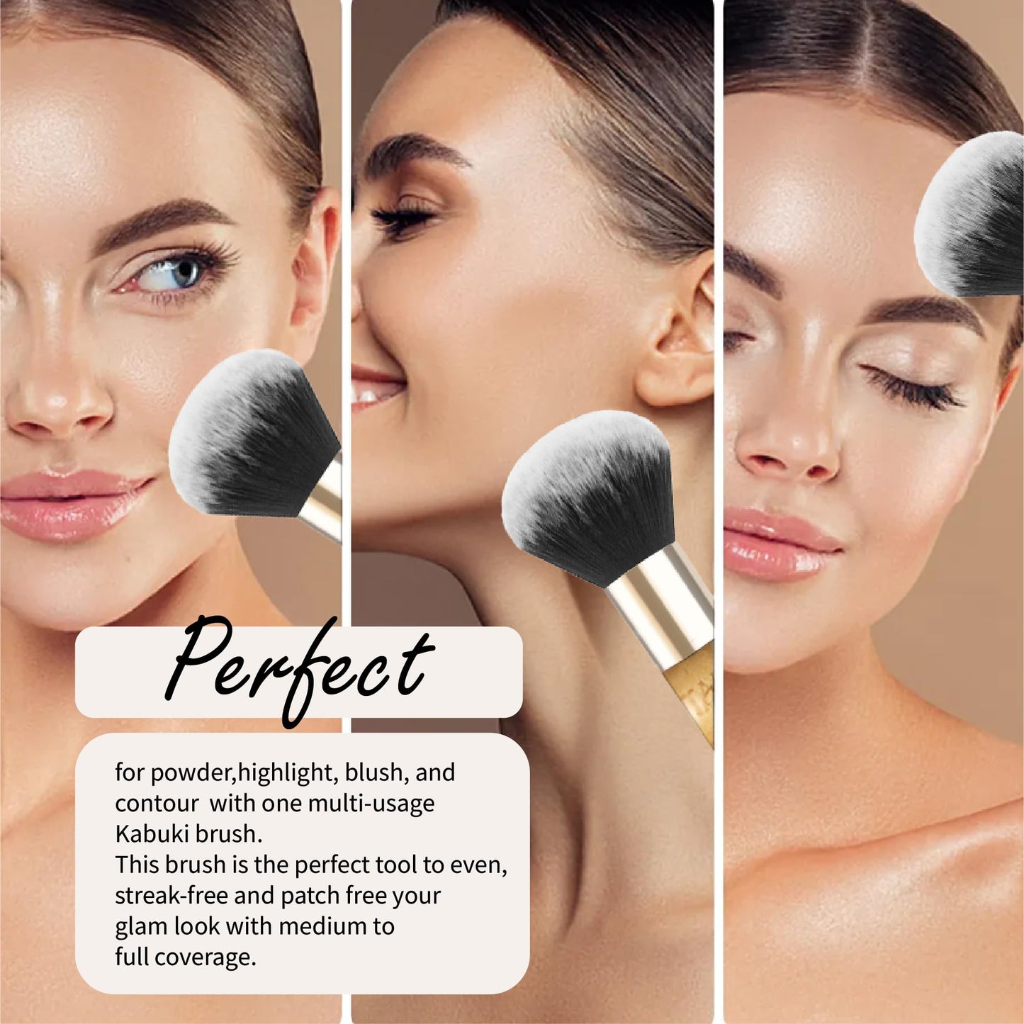 TADA Natural Beauty Kabuki Brush for Foundation Powder Blush & Bronzer, Makeup Brushes for Liquid Powder and Cream