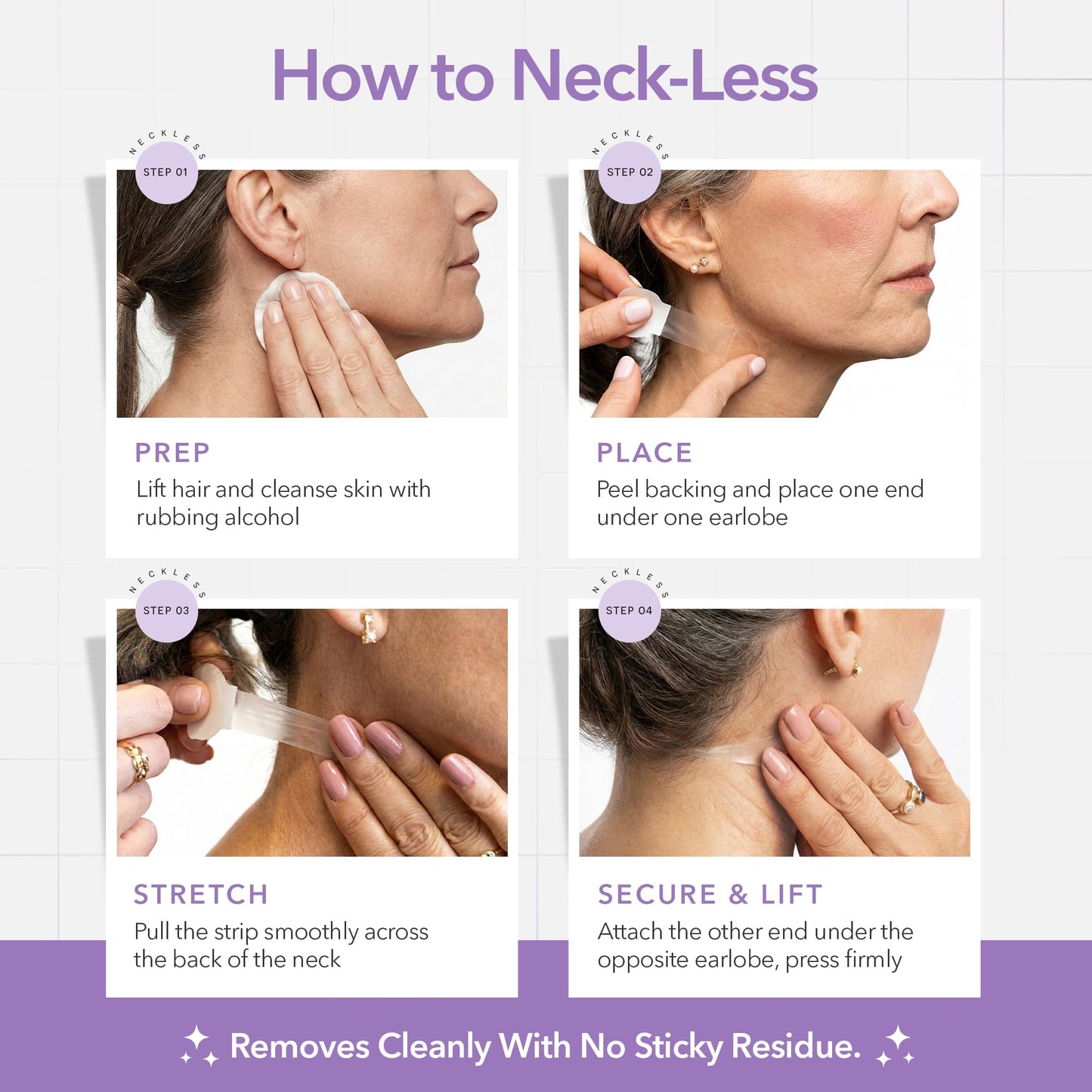 NECK LESS Professional Face Lift Strips – Instant Jawline & Neck Lift Tape | Medical-Grade, Invisible, Waterproof Skin-Tightening Solution | Non-Surgical Facial Tape Kit, 10-Hour Hold (25 Strips)
