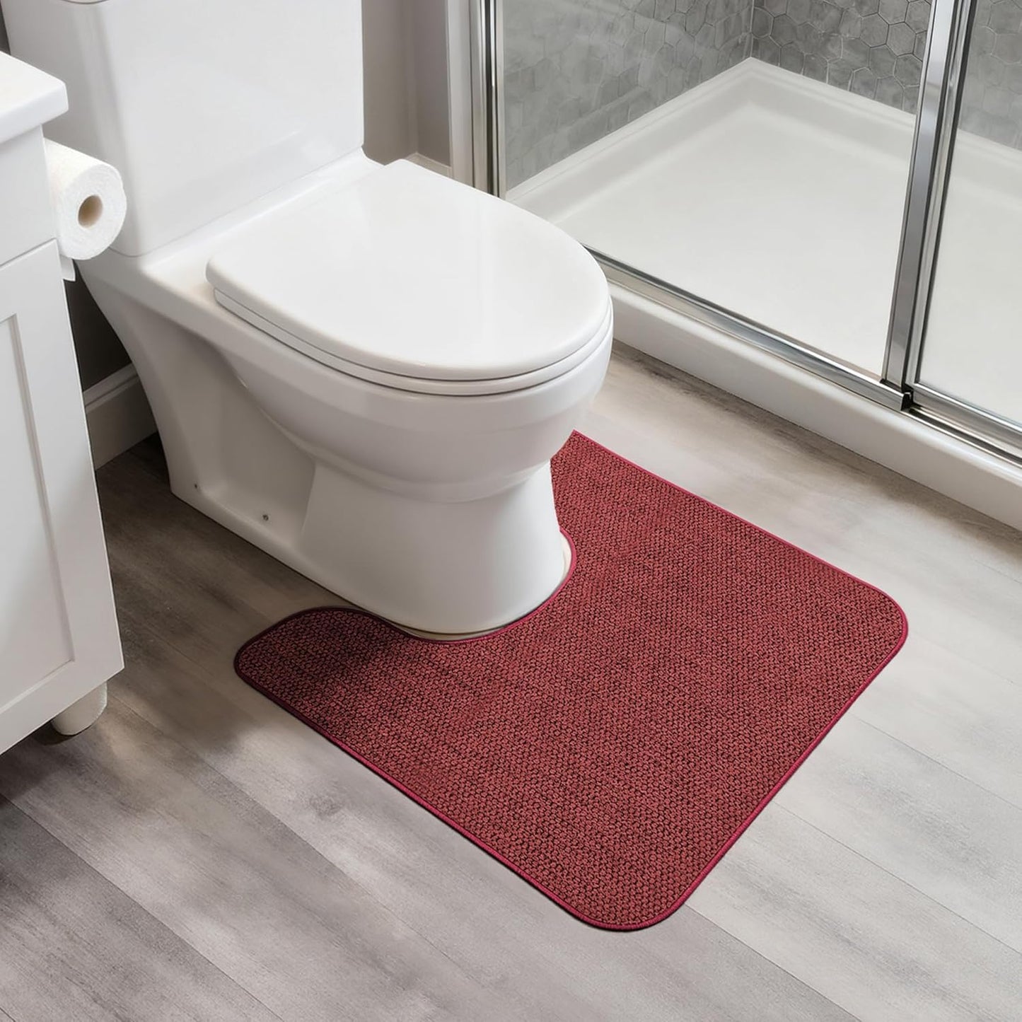 Ultra Thin Bath Mat - Non-Slip Rubber Bathroom Rug, Quick Dry & Absorbent | Grey, 1'5"x2'3" (17x27 Inch)