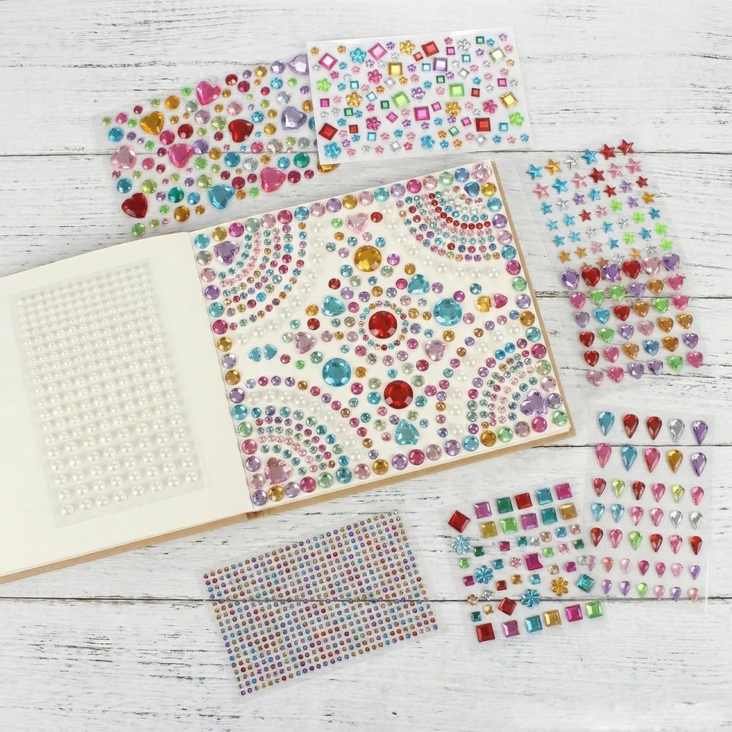 Self Adhesive Jewels for Crafts - 3521 Flat Back Plastic Gems | Stickers for Kids & Scrapbooking