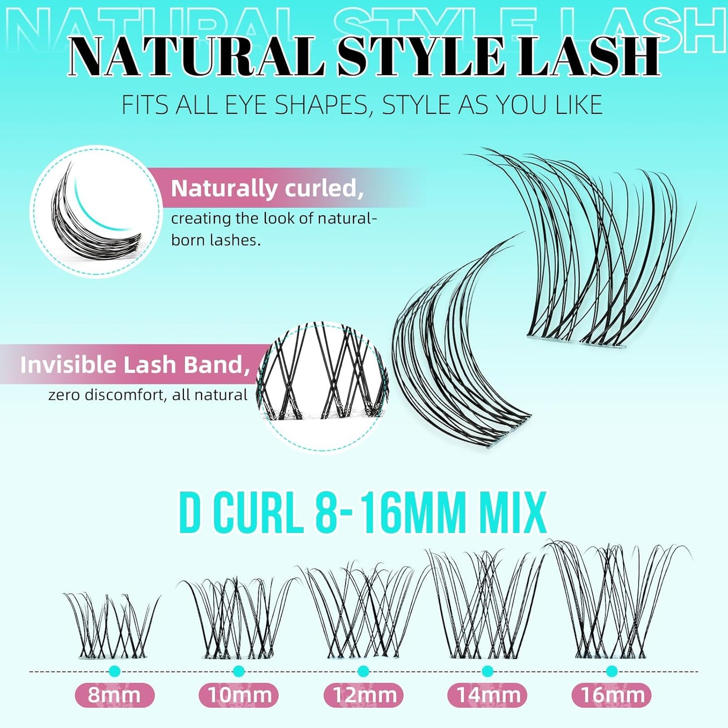 Lash Clusters Kit - 160pcs Natural Eyelash Extensions with Bond, Seal & Applicator Tool | Waterproof & Easy to Use at Home