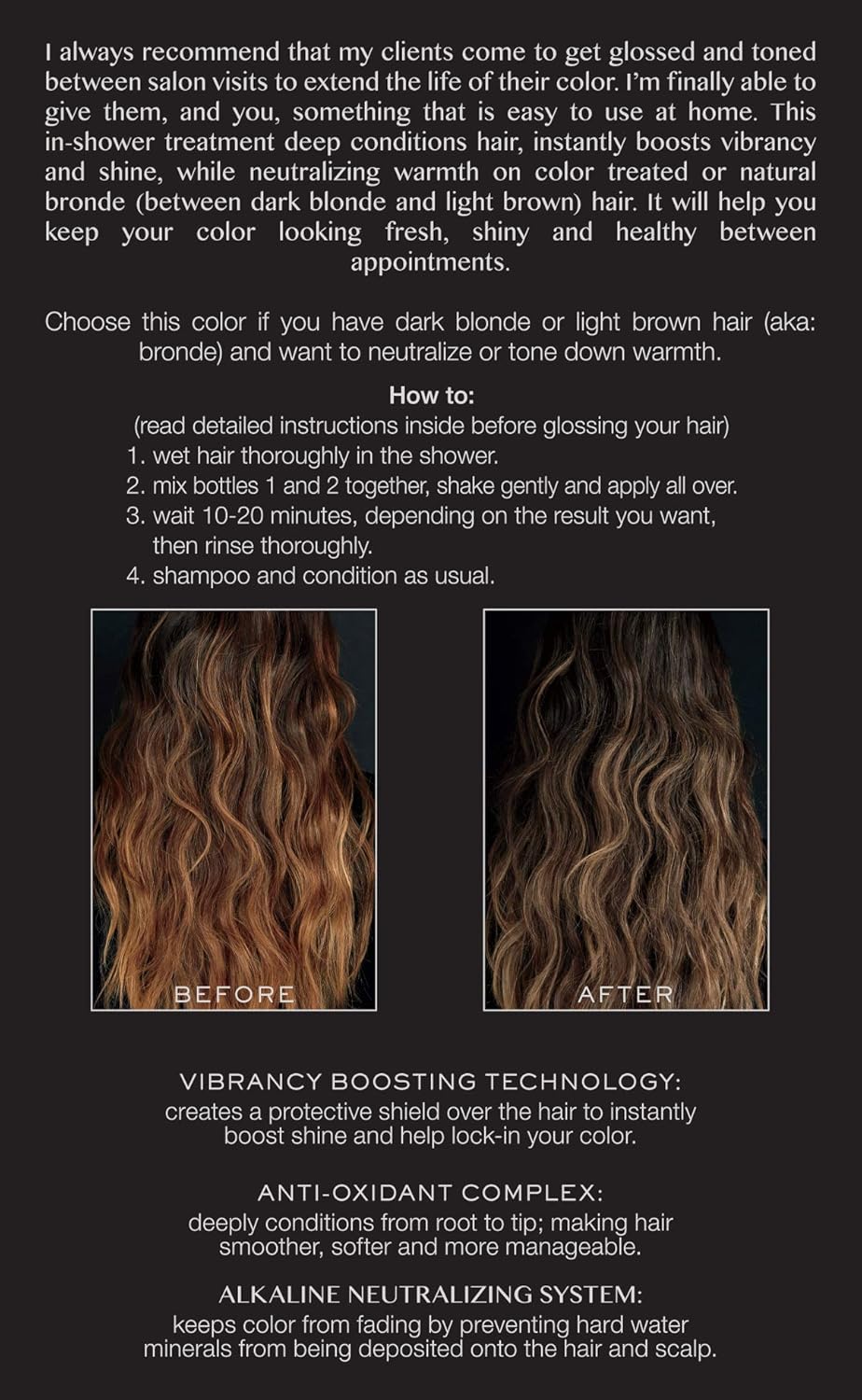 Kristin Ess Hair Gloss - Smokey Topaz Medium Neutral Blonde | 4-Week Semi-Permanent Color Depositing Conditioner