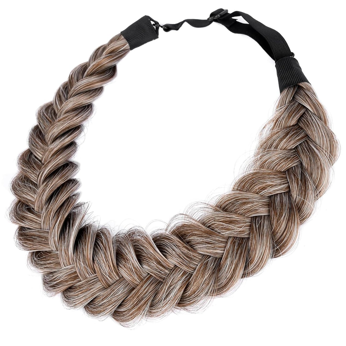 Messy Wide 2-Strand Synthetic Hair Braided Headband - Chocolate Toast | Stylish Hairpiece for Women & Girls