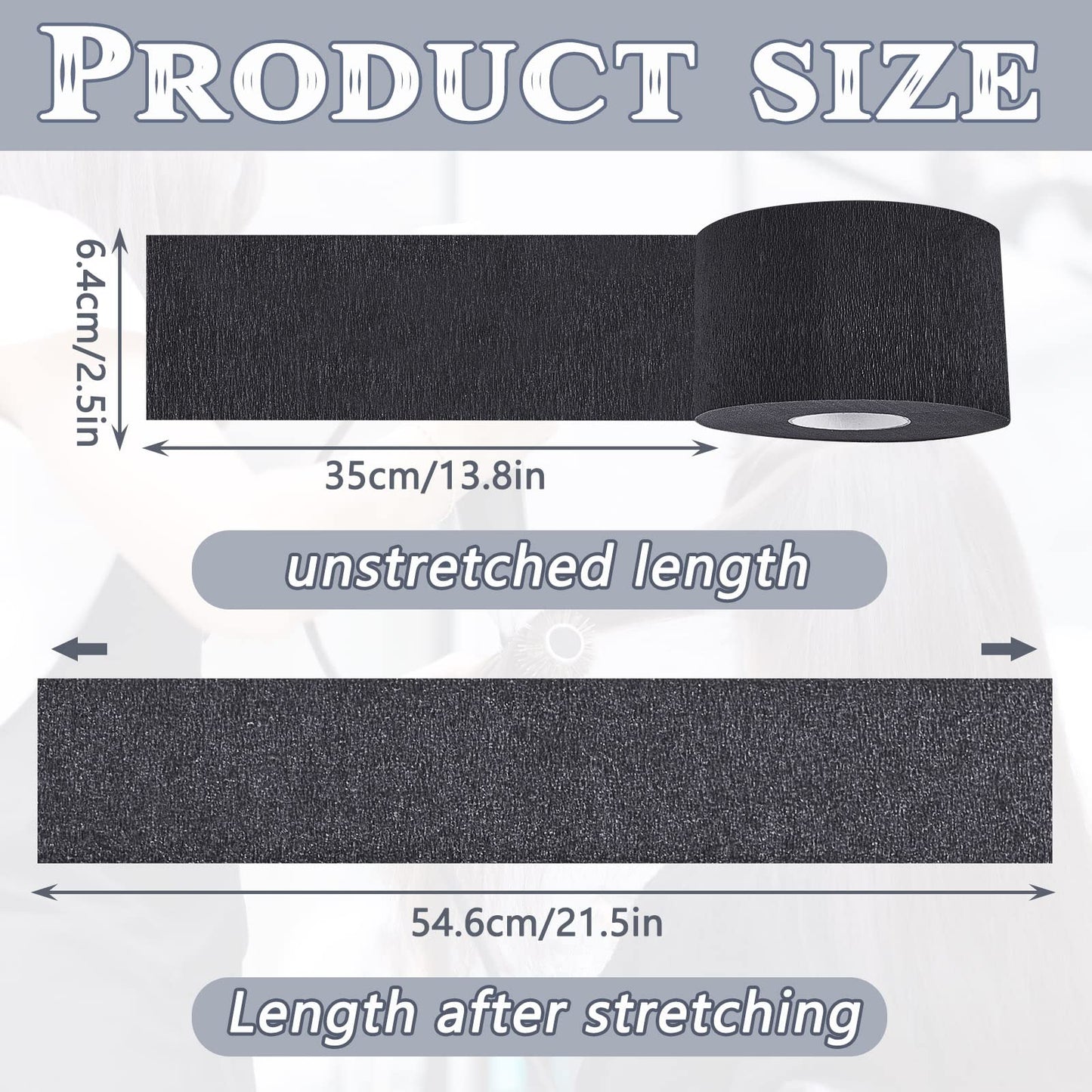 1000 Pieces 10 Rolls Disposable Black Barber Neck Strips, Black Barber Neck Strips Disposable Stretchy Edge Paper Hair for Salon Haircut Styling Barbershop Accessories