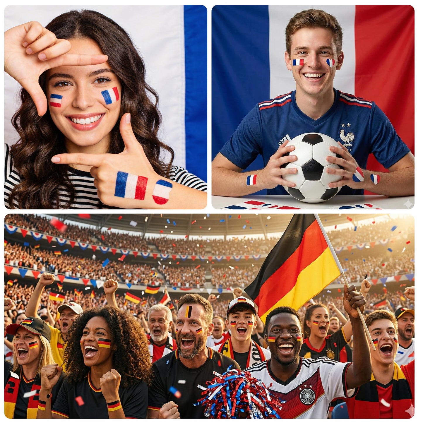 GMLIRTN 50 Pcs for Fan Flag Tattoos for World Cup 2026 - Waterproof Temporary Stickers for Team Pride & Viewing Parties（France）