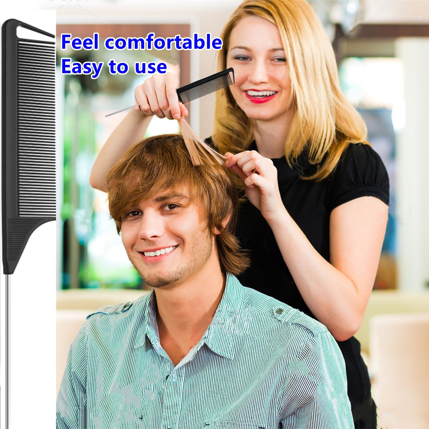 10pcs Rat Tail Combs Set,Salon Hair Stylists Metal Fine Tooth Combs Parting Combs for Hair Teasing and Braiding,Women GirlStyling Combs for
