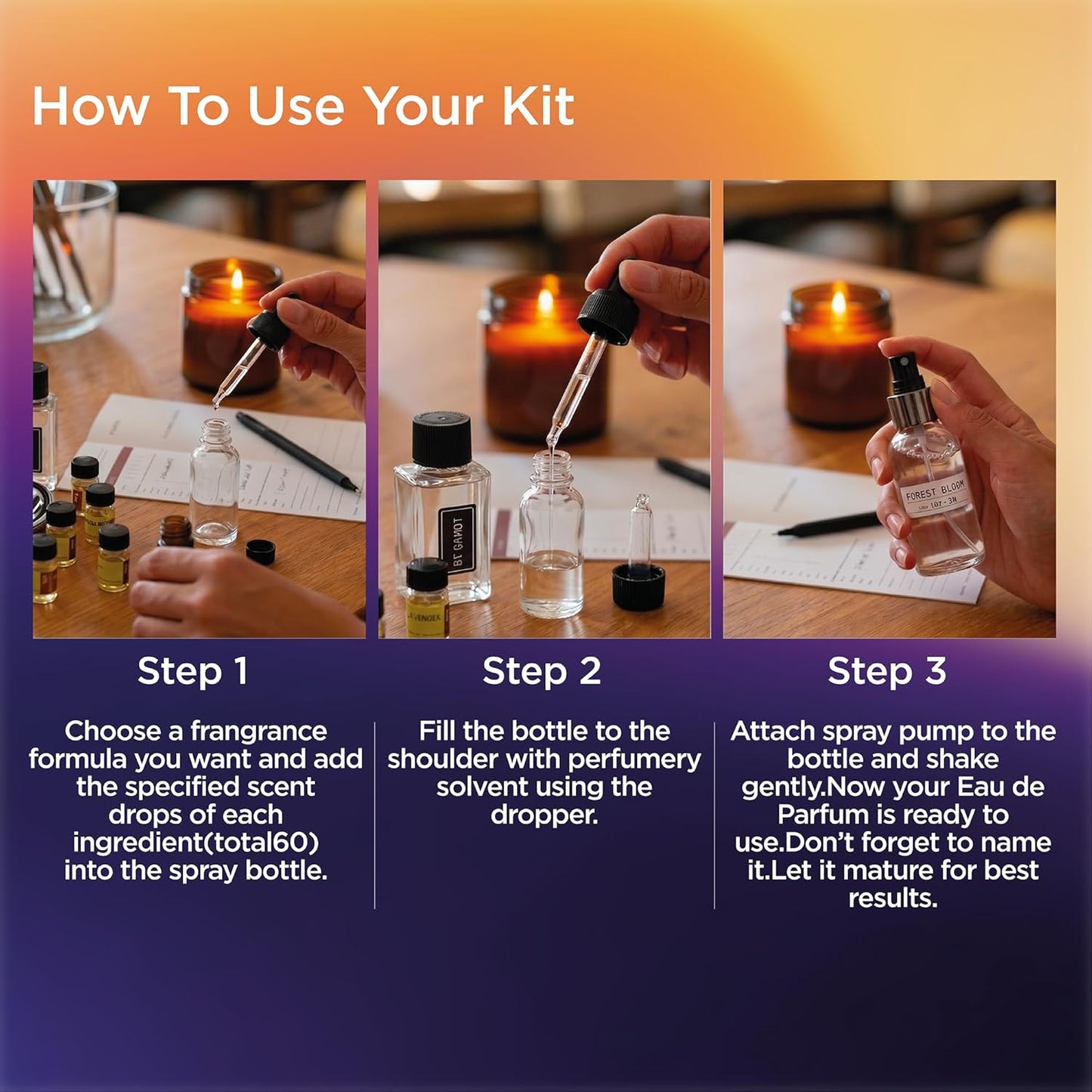 Perfume Making Kit - Create Your Own Signature Fragrance with 14 Ingredients, Spray Bottles & Guide | Unisex Noir Scents