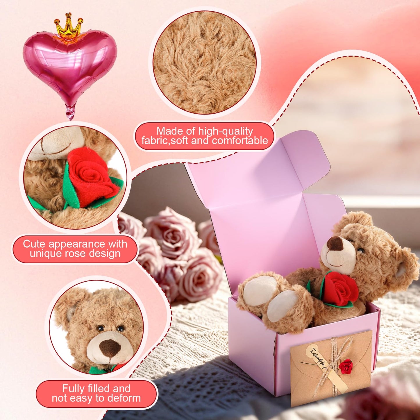 Teddy Bear,2026 Graduation with Gift Box, 12 Inch Plush Teddy Bear, Teddy Floral Arrangement with Card & Balloons, Gift for Son, Daughter, Sister, Brother, Classmate, Sweetheart, 2026 Graduates