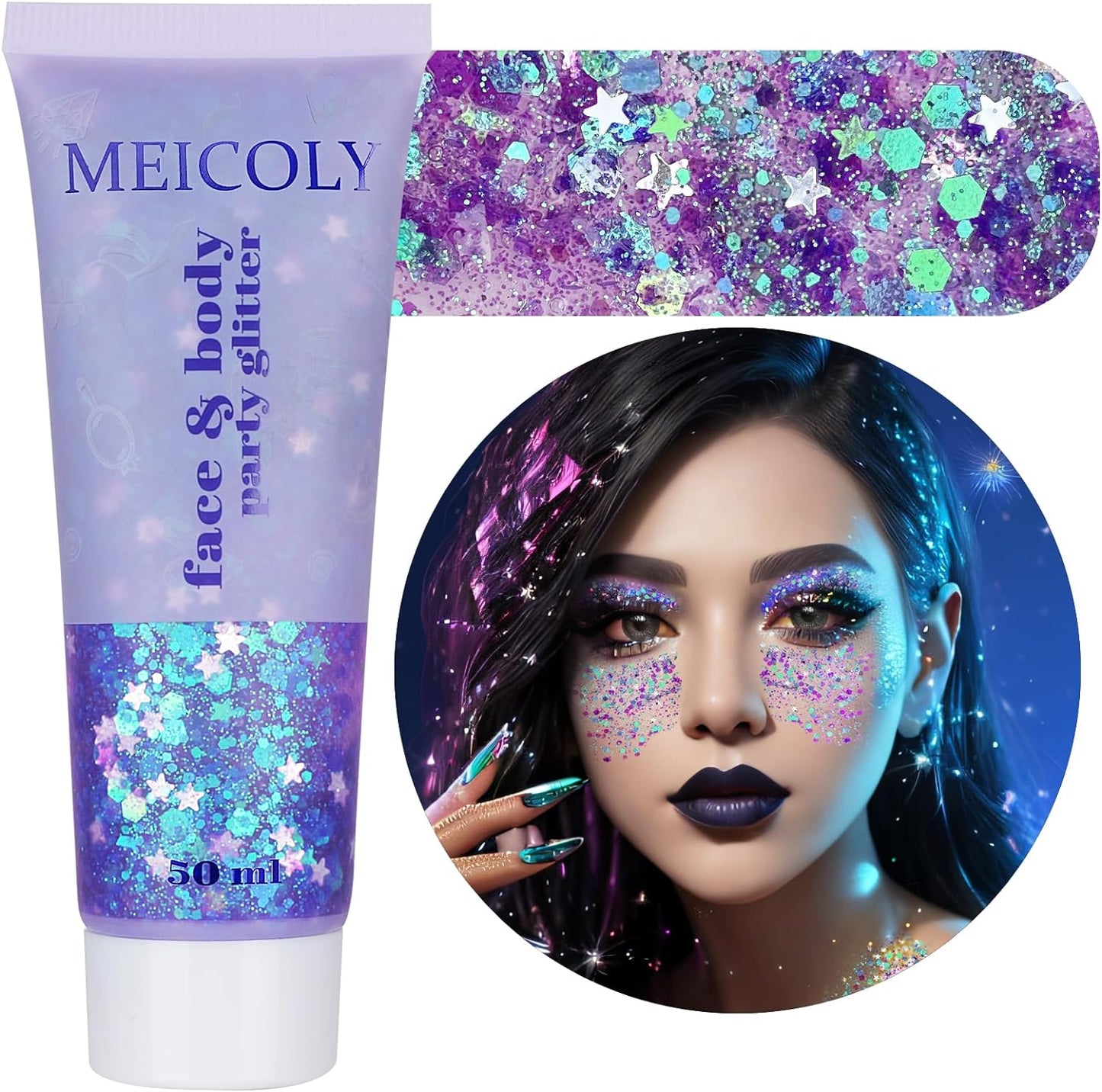 Pink Face & Body Glitter - Sparkly Hair & Makeup for Kids | Self-Adhesive Mermaid Glitter for Concerts & Halloween