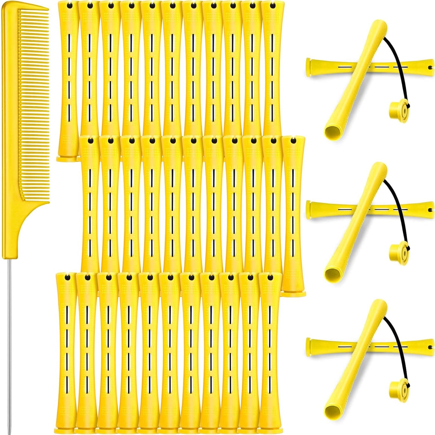 WILLBOND 36-Piece Cold Wave Perm Rods Set - Hair Rollers & Steel Rat Tail Comb for Styling