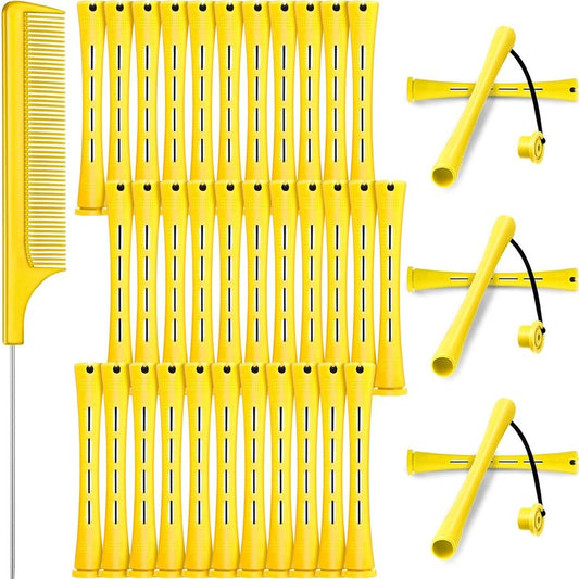 WILLBOND Cold Wave Rods - 36 Hair Perm Rollers with Steel Rat Tail Comb for Styling