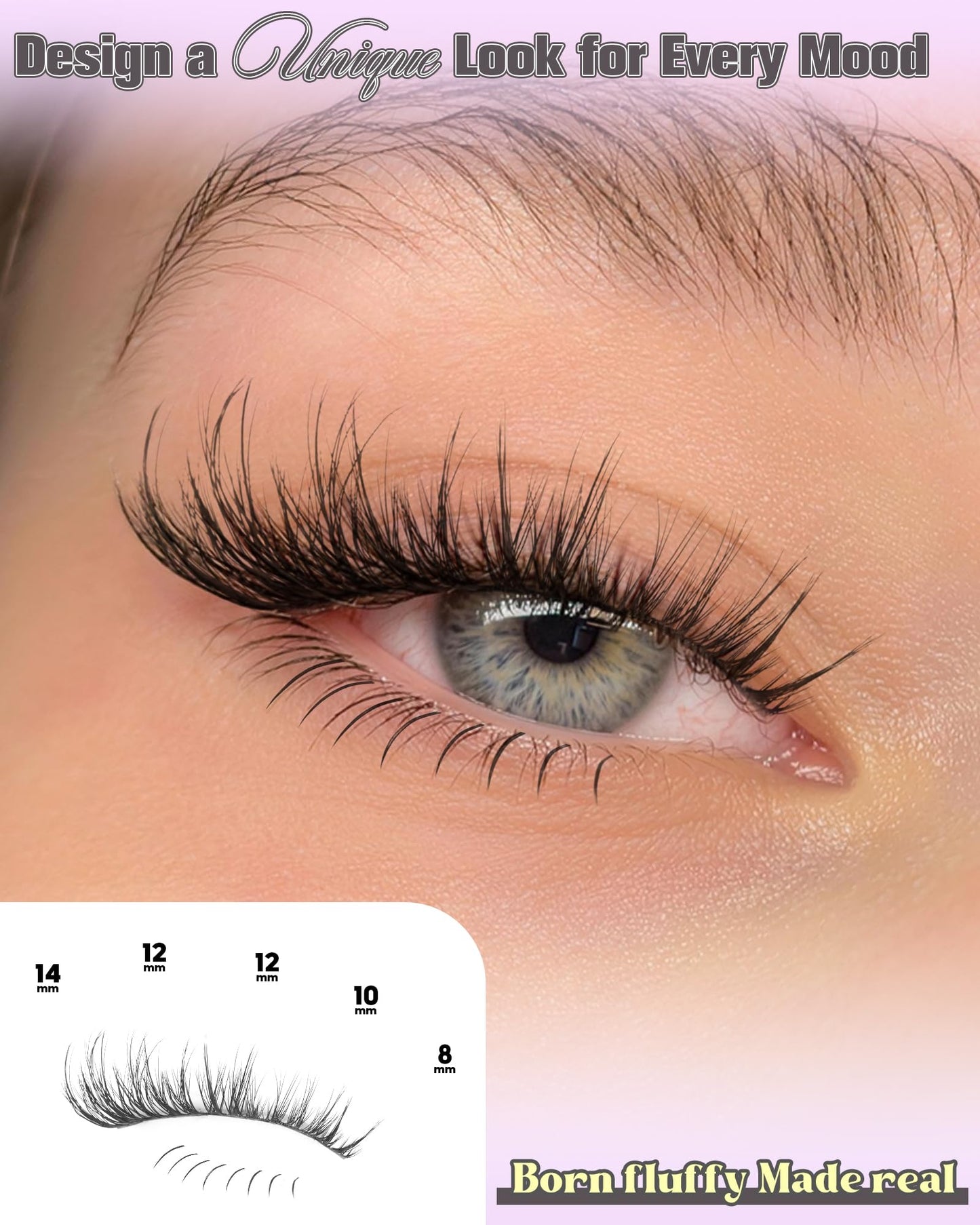 Natural Short Lash Clusters with Bottom Lash Clusters 8-14MM Wispy Eyelash Clusters C Curl Cluster Eyelash Extensions DIY Cluster Lashes for Clean Girl Daily Wear Individual Lashes with Thin Lash Band