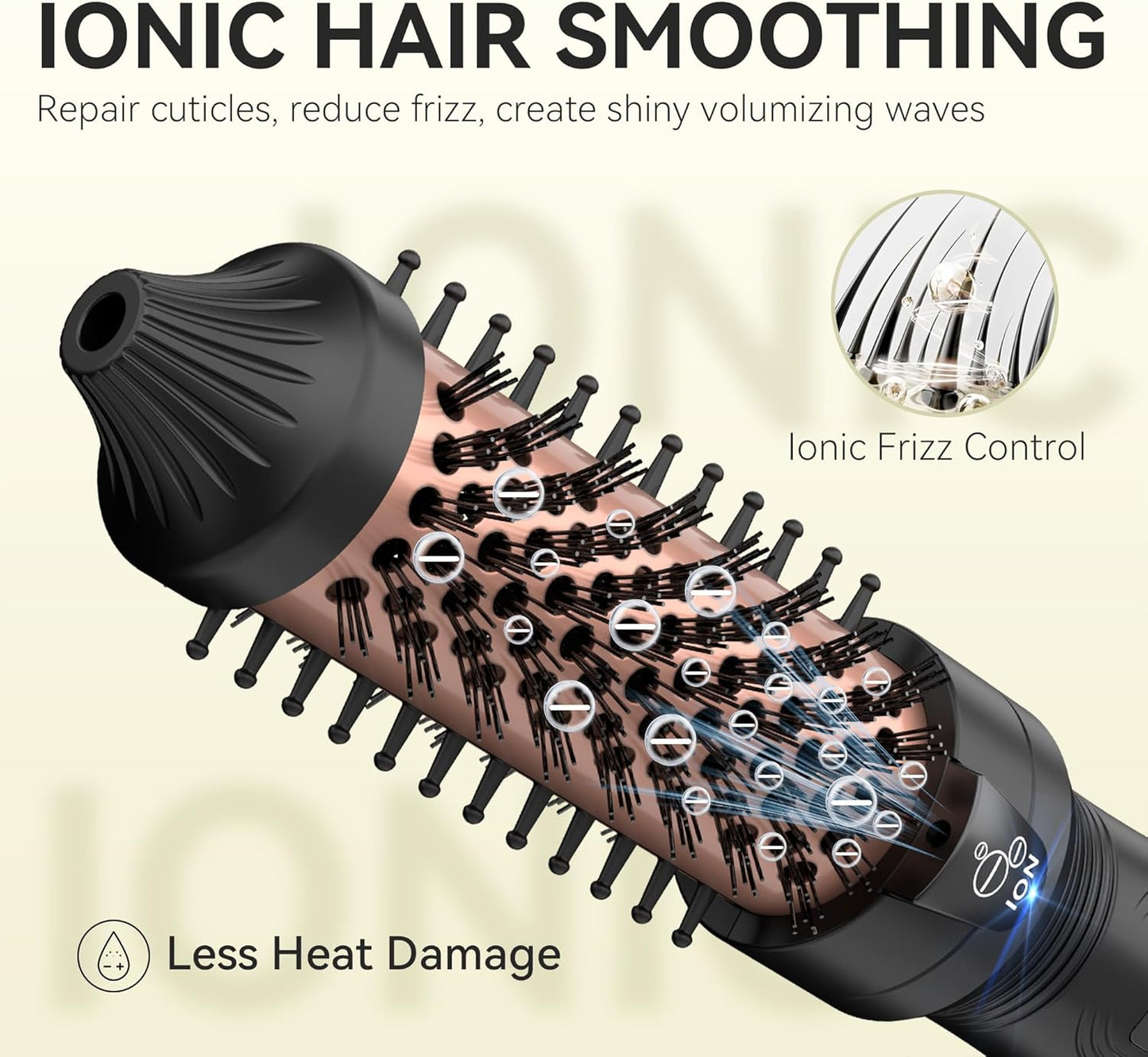 Mini Thermal Brush - 1-Inch Heated Round Brush for Short Hair | Ionic Tourmaline Ceramic, Anti-Frizz, Volumizing, Adjustable Temperature