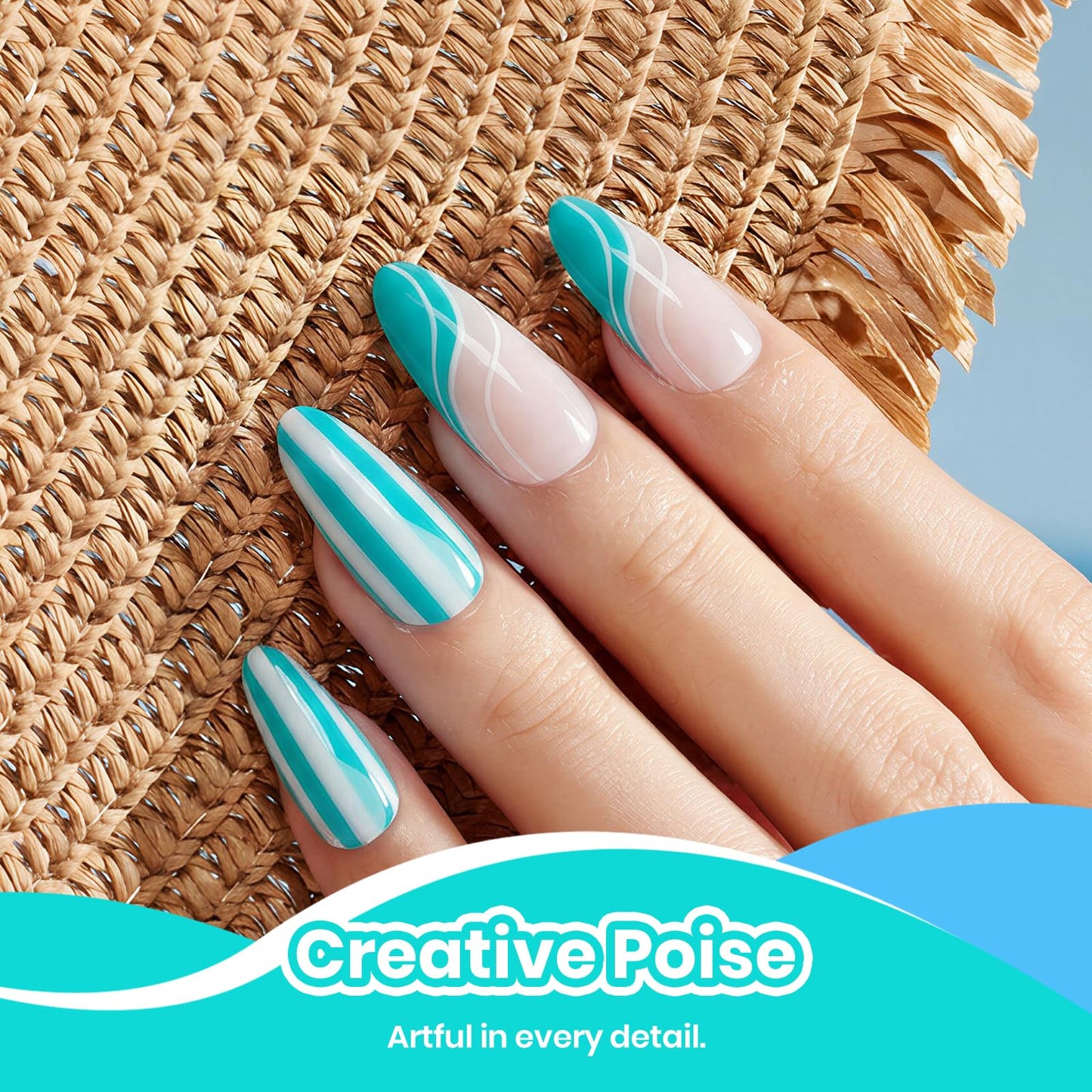 Beetles Teal Gel Polish - Beetles Summer Voyage Ocean Shade Summer Nails Art, Neon Teal Gel Nail Polish, Same Color Bottle, Soak Off UV Lamp Neon Nails Art, Long-Lasting Manicure Salon DIY for Holiday