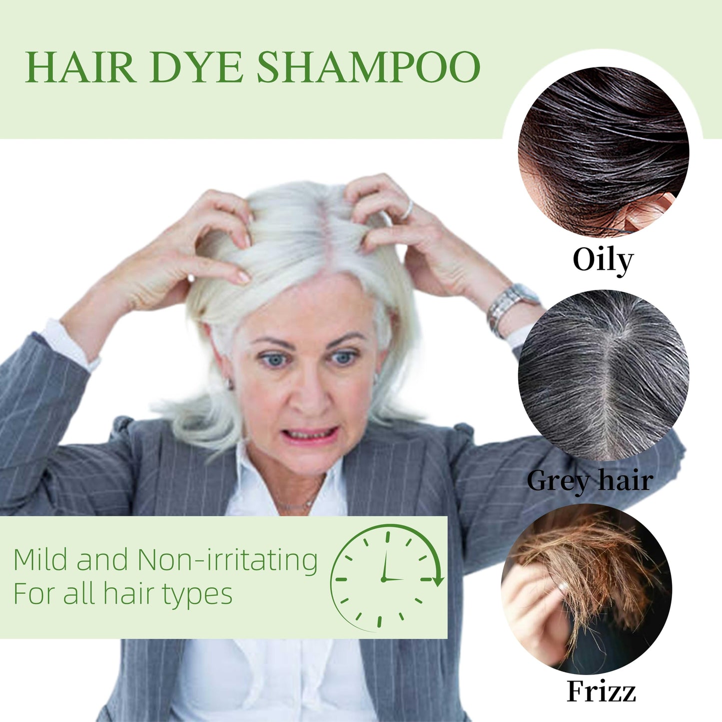 SHIHUANUO Hair Dye Shampoo 3 in 1 for Gray Hair Coverage, Herbal Ingredients Natural Shampoo Hair Dye for Women & Men/Ammonia-Free 520m（Wine Red）