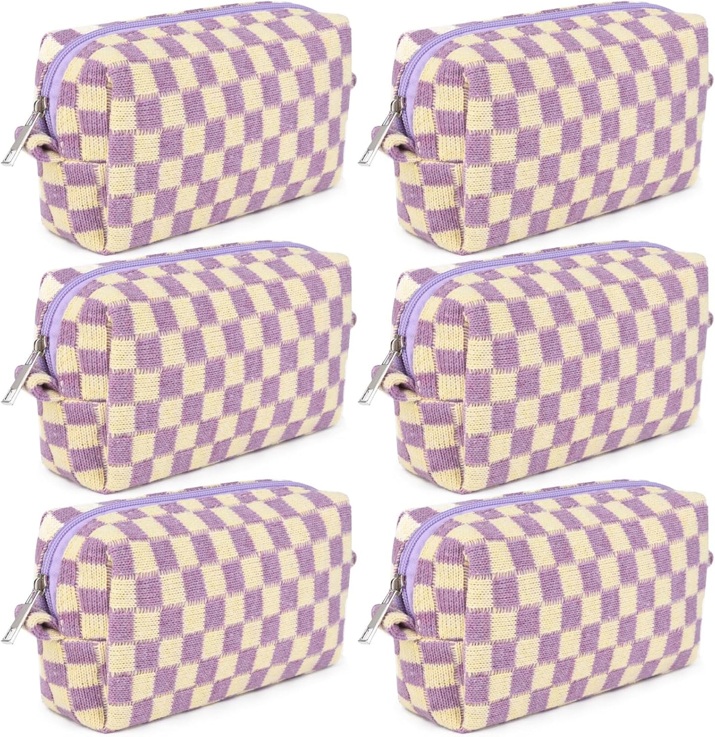 Bridesmaid Proposal Gifts - 6PCS Corduroy Blue Makeup Bags | Wedding Party Favors & Toiletry Organizers