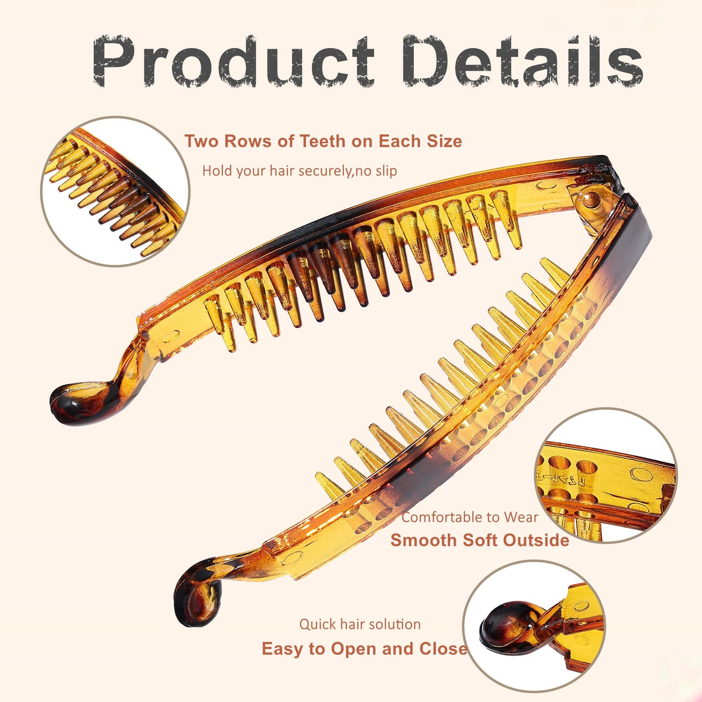6 Pack Small Banana Hair Clips for Women Non Slip Ponytail Banana Clip for Thin Fine Hair
