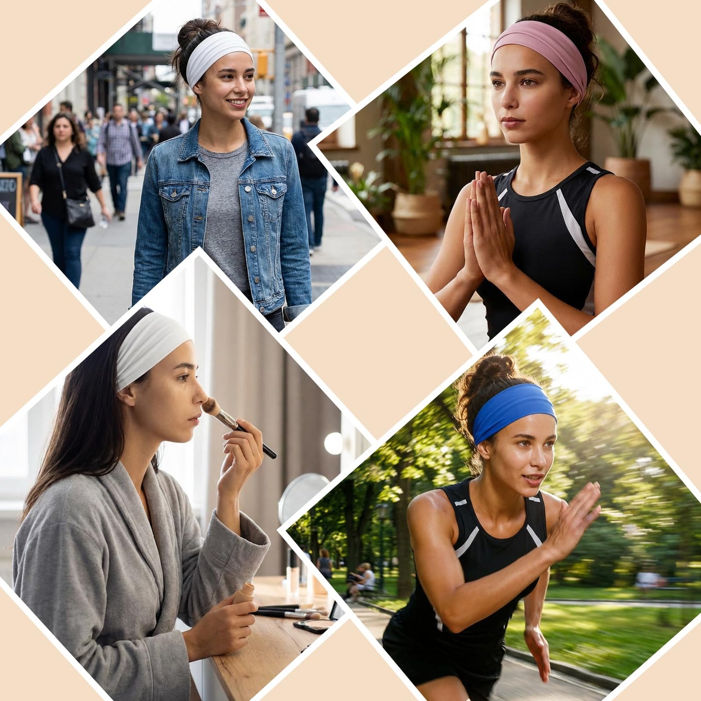 Headbands for Women, 6 Pack Wide Elastic Head Bands for Women's Hair, Non-Slip Thick Sports Stretchy Sweat Bands, Large Soft Knotted Headband for Workout Washing Face Running Makeup Spa Fashion
