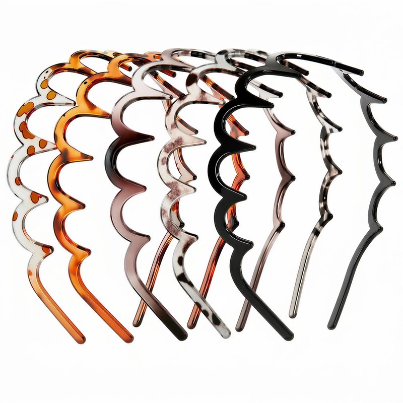 aikkmzy 5 Pcs Zig Zag Headbands for Women, Non Slip Plastic Wavy Headband with Teeth, Flexible Comb Hair Bands for Thick Curly Thin Hair, Retro 90s Y2K Hair Accessories Set