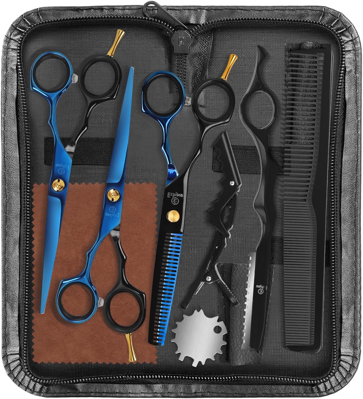 Professional Black Hairdressing Scissors - 6.5" Japanese Stainless Steel Thinning & Trimming Shears | Salon-Grade Barber Tools