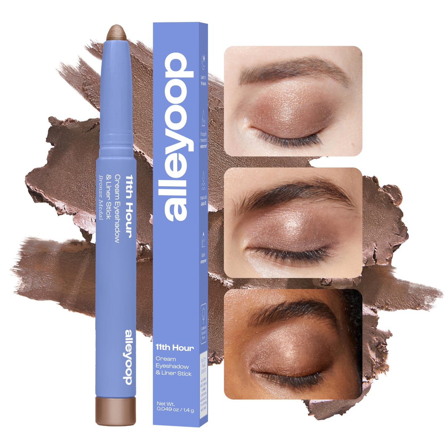 ALLEYOOP 11th Hour Cream Eyeshadow and Liner Stick, Brown Shimmer