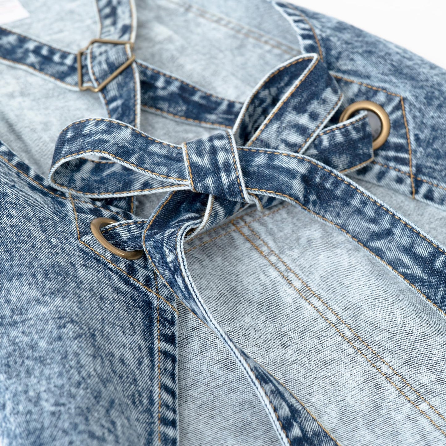 Jeanerlor - Cotton Denim Apron with Pockets for Men - Jean Apron for Hairstylis Cross Straps & Adjustable L to XXL (Denim Blue)