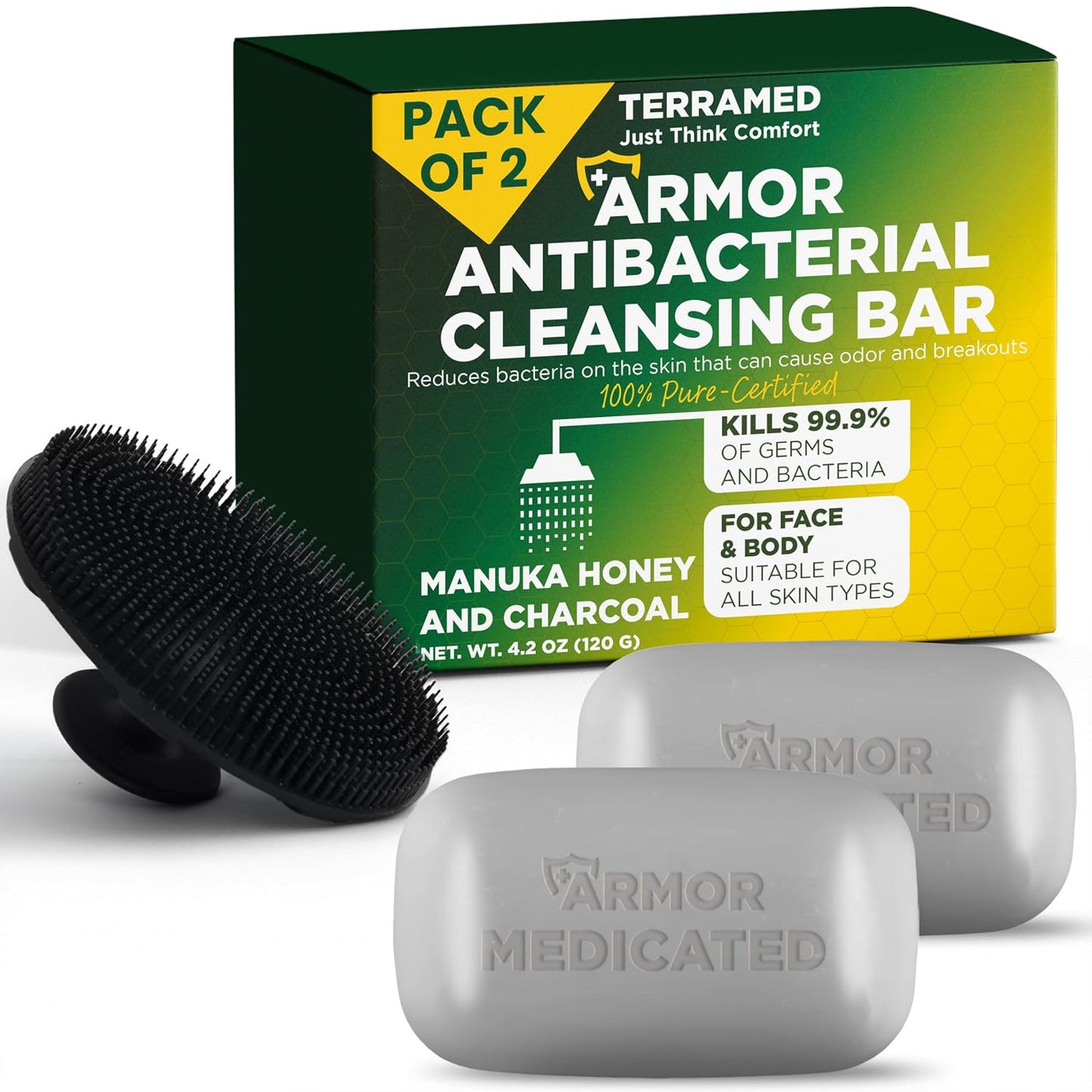 Antibacterial Hand Soap - Manuka Honey & Charcoal | Kills 99.9% of Germs | Pack of 2 for All Skin Types