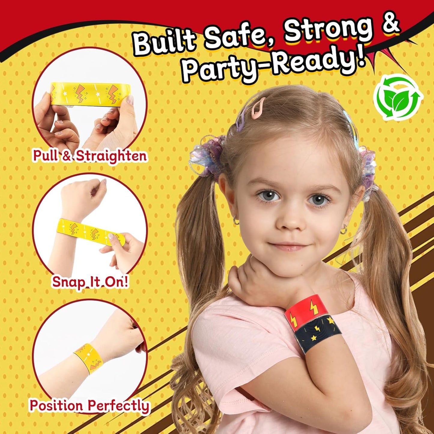 Cartoon Animation Slap Wristbands - 24 Pack Party Favors | Fun Goodie Bag Fillers for Birthday & Theme Parties