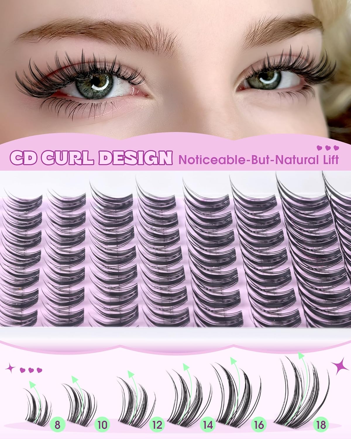 Bunny Lash Clusters - C Curl Anime Eyelash Extensions | 8-18MM Natural Fairy Lashes with Invisible Clear Band