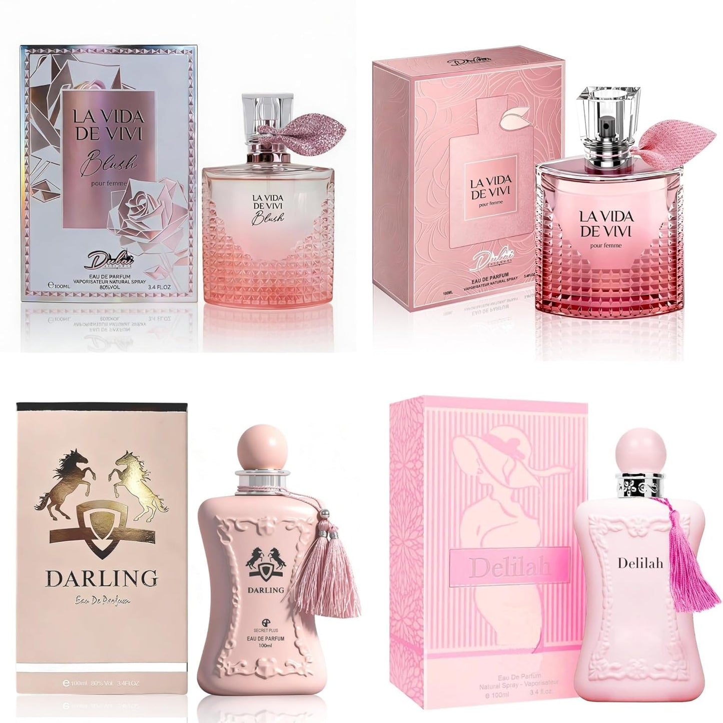 4PCS Women's Perfume Gift Set - Sweet Fruity Vanilla Scents | 3.4 Fl Oz Each
