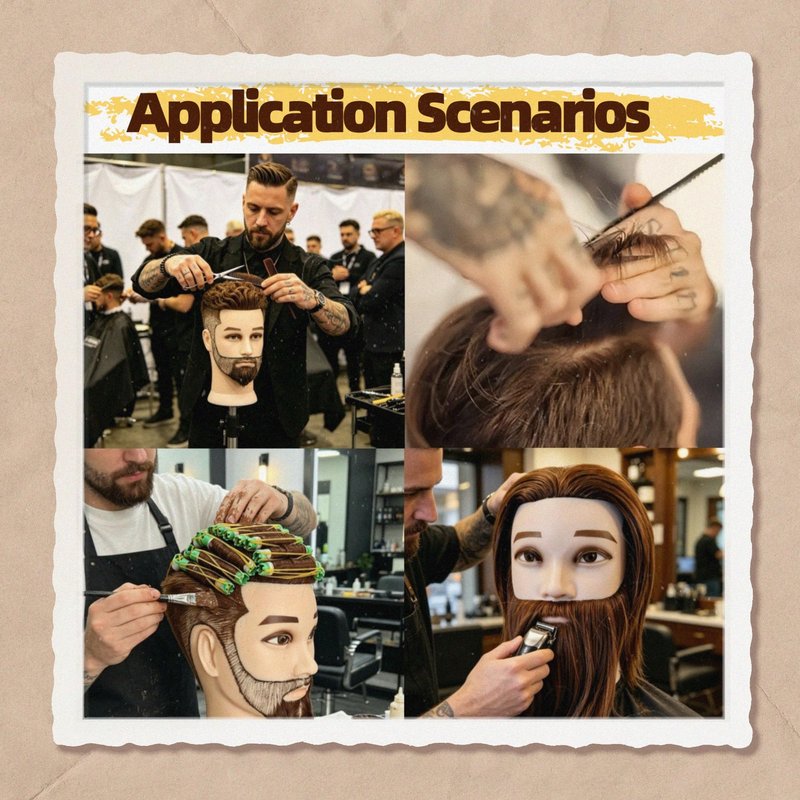 Czrleaty Mannequin Head Human Hair for Hair Styling, Barber Mannequin Head Male with 100% Human Hair and Beard Cosmetology Training Manikin Head for Hair Cutting