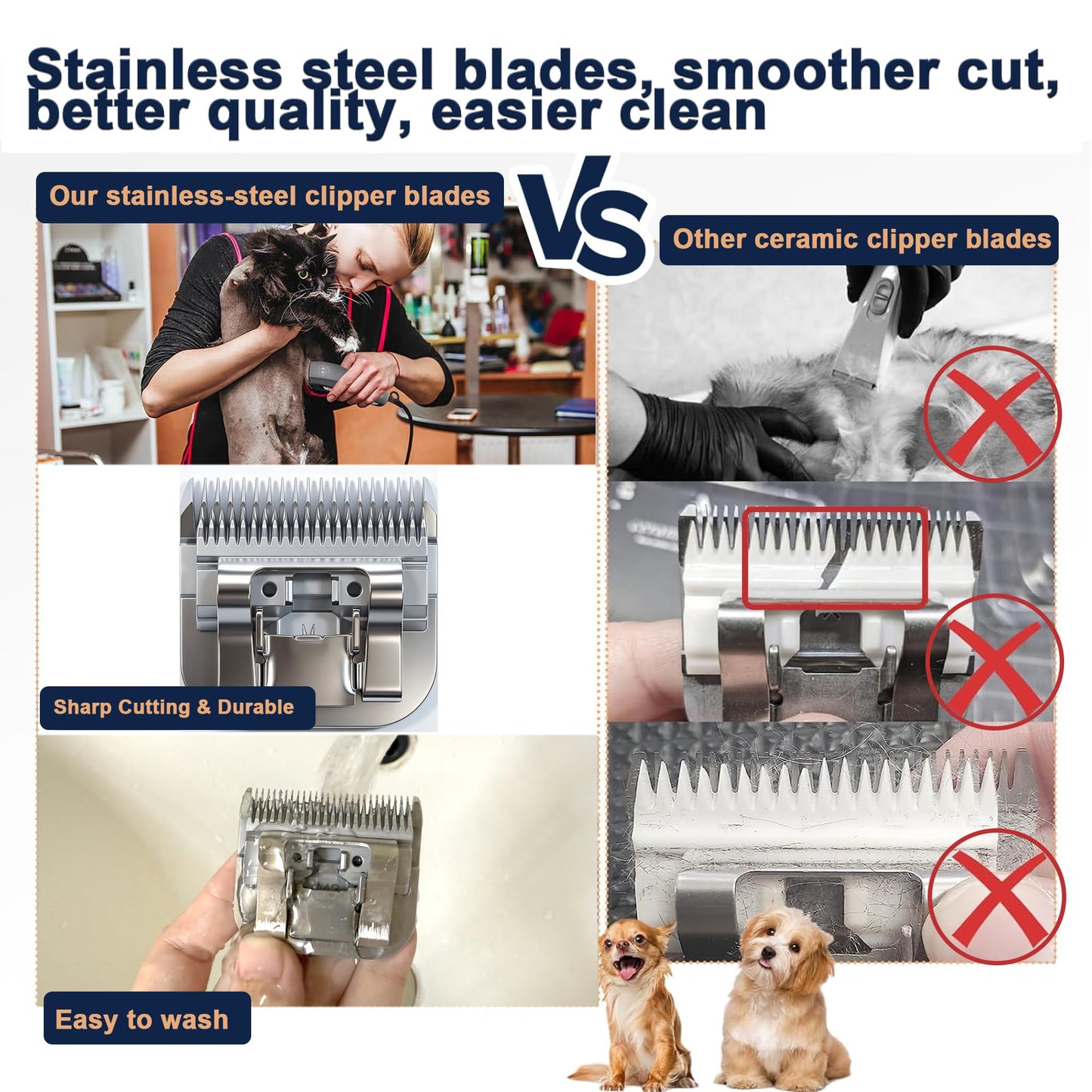 OwnLifeYF 10# 1.5mm and 7FC 3.2mm Clipper Blades Pet Grooming Clipper Replacement Blades Detachable Blade Compatible with andis/wahl/Oster Dog Clippers