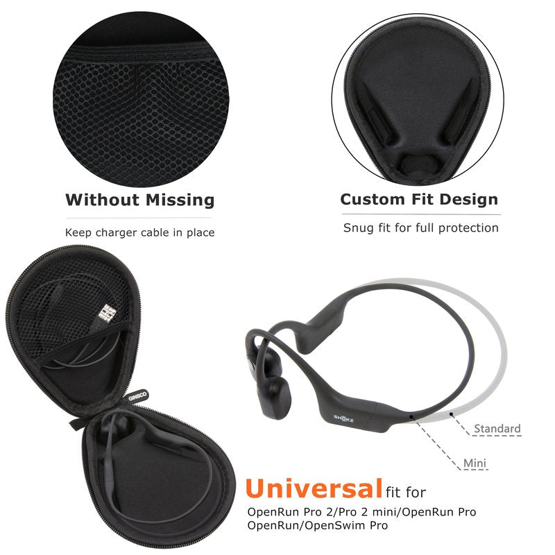 Ginsco Universal Bone Conduction Headphones Case Compatible with SHOKZ New OpenRun Pro 2/Pro 2 Mini/OpenRun/OpenSwim Open-Ear Sport Headphones, Compatible with CXK/BAICLUD/MRYTKY (Blue Navy)