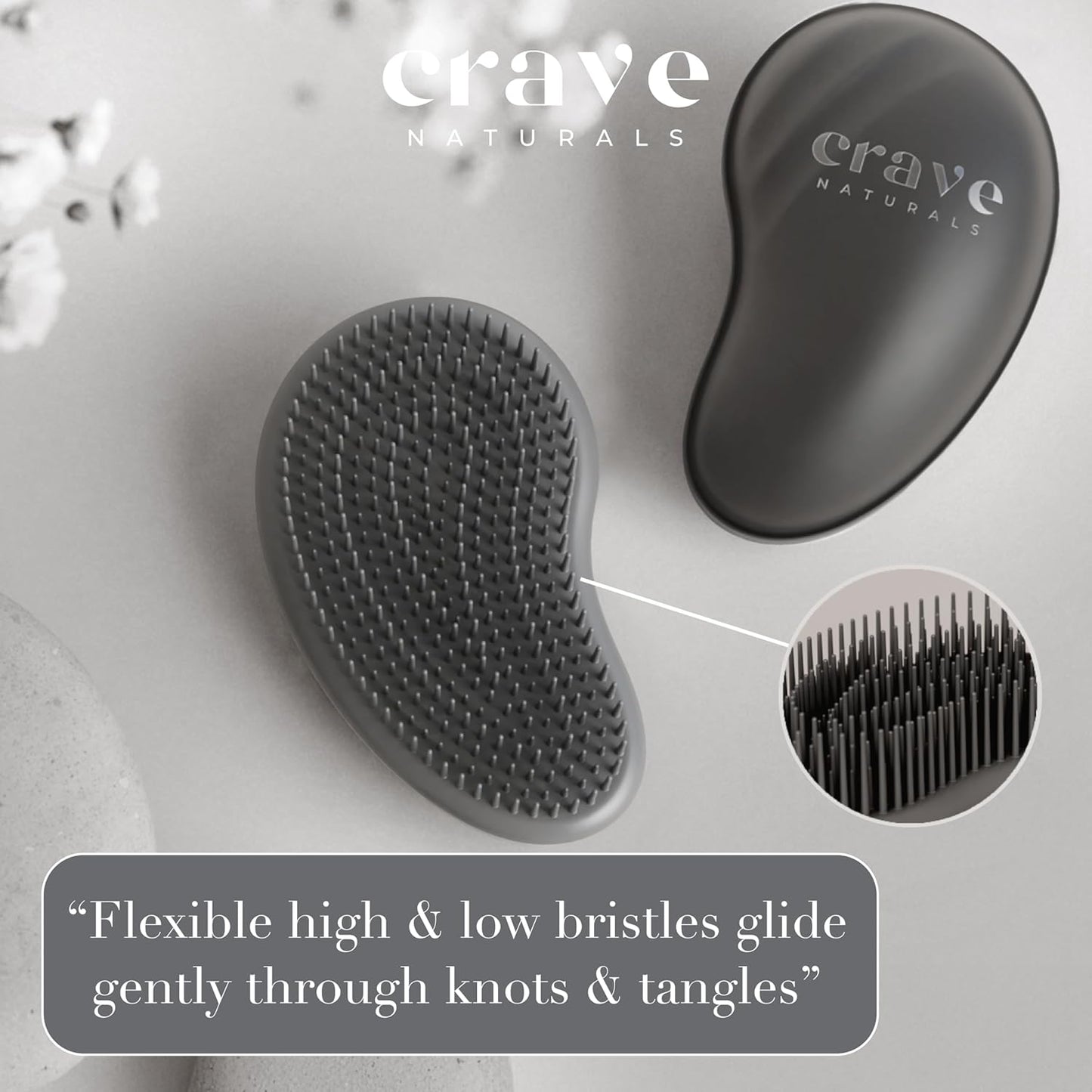 Mini Detangler Hair Brush - Glide Thru Tangle-Free Brush for Women, Kids & Toddlers | Gentle Scalp Care, Travel Size, Black