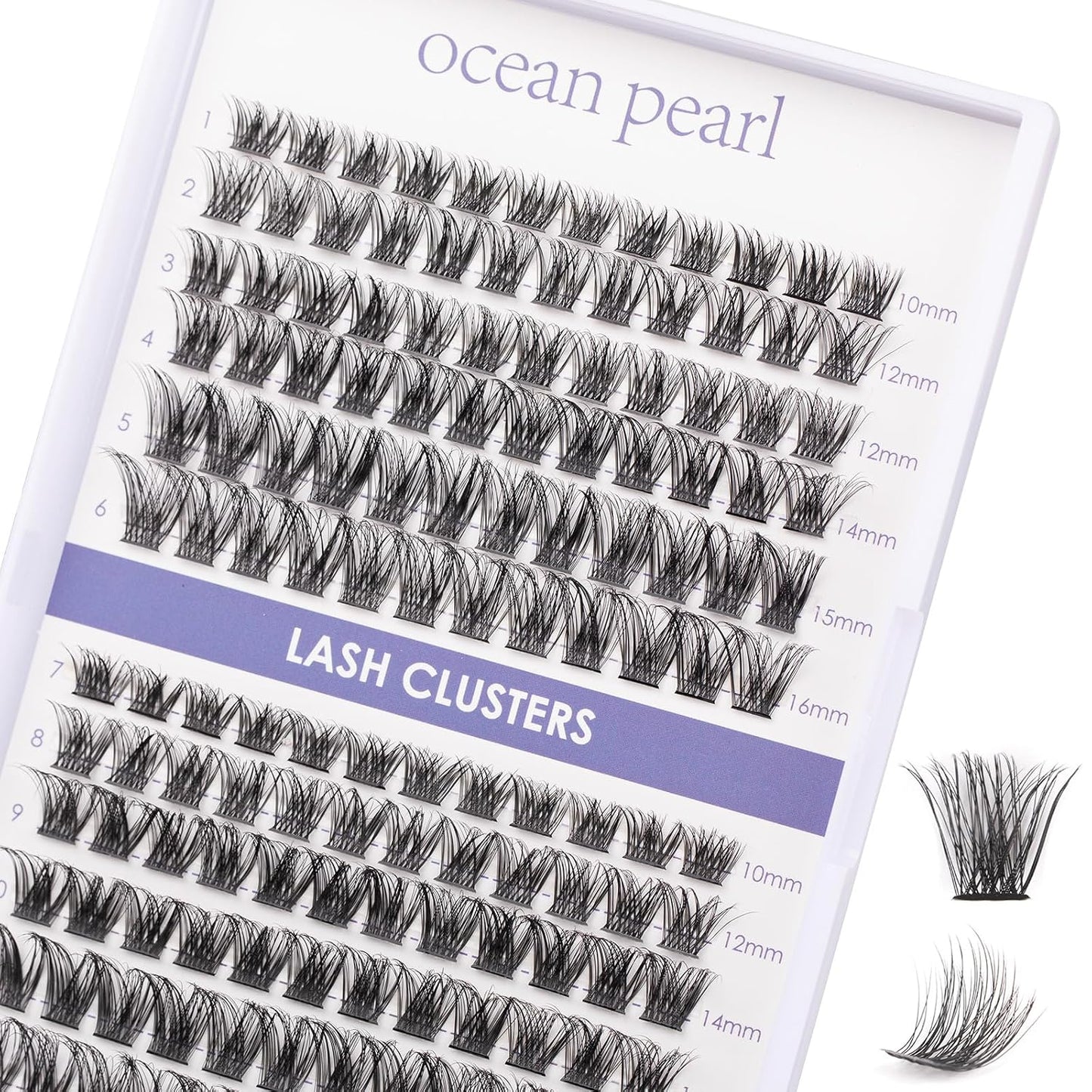 Ocean Pearl Lash Clusters - 320 Pcs 11-20mm Eyelash Extension Kit | 40D, 50D, 100D with Adhesive & Tweezers