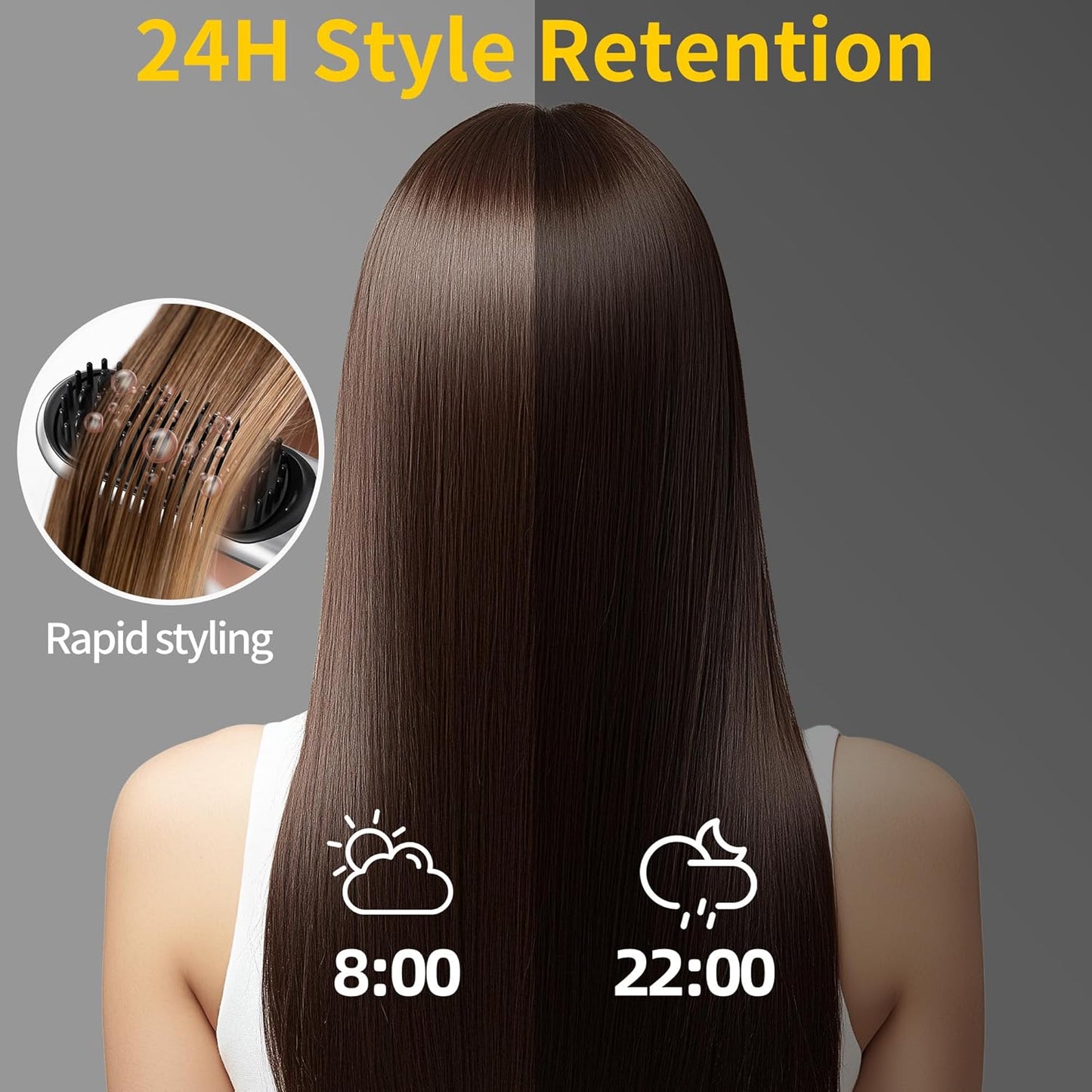 Cordless Hair Styling Brush - 2-in-1 AI Smart Styler with Fast Heat | USB Rechargeable, Portable Travel Comb (Black)