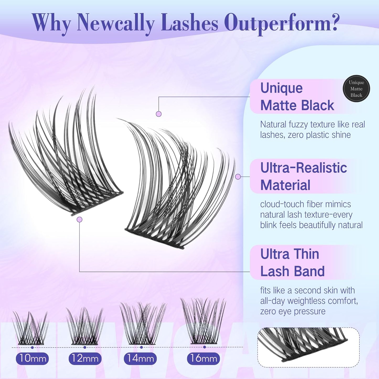Lash Clusters Kit - Wispy Natural C-Curly Eyelash Extensions | DIY Volume Lashes 10-16MM