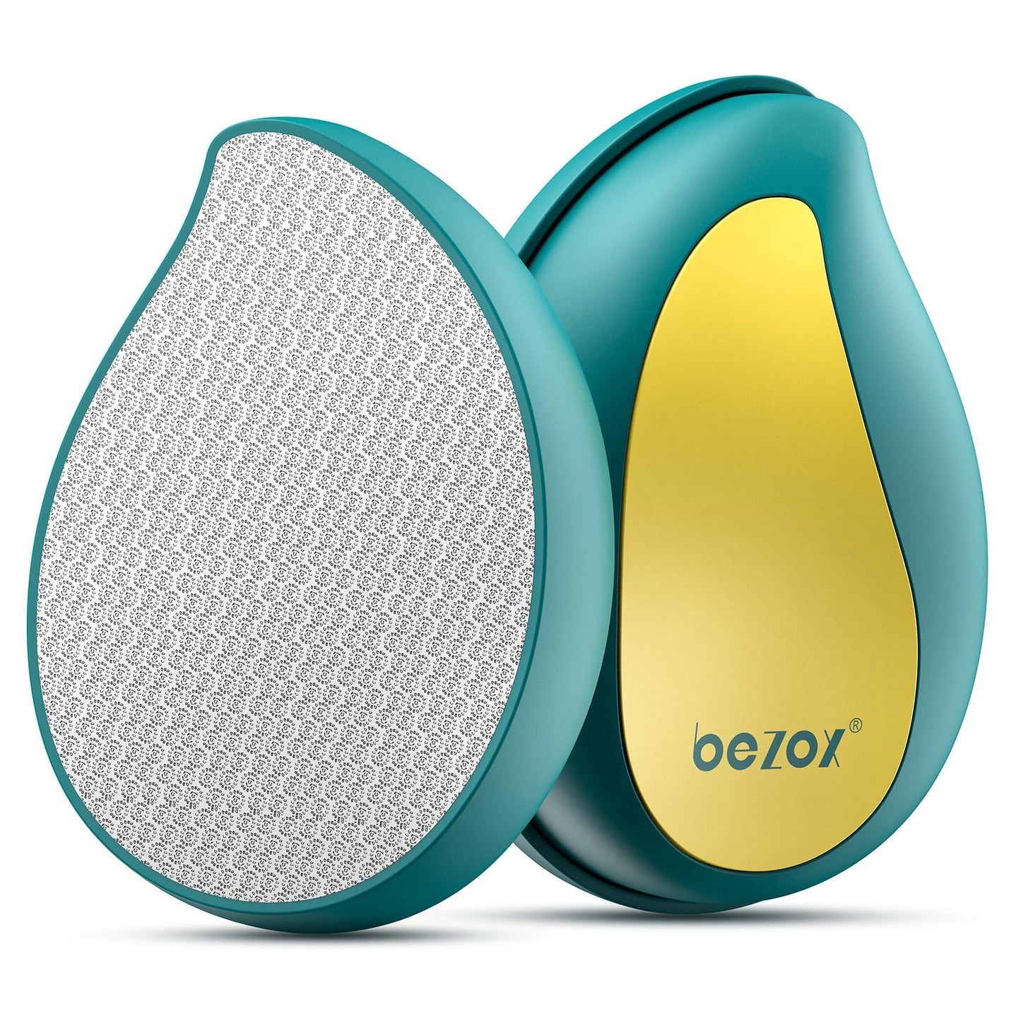 BEZOX Glass Foot Scrubber – Professional Foot File Callus Remover for Dead Skin & Cracked Heels – Premium Pumice Stone Pedicure Tools for Feet with Anti-Slip Handle and Protective Cover - Green