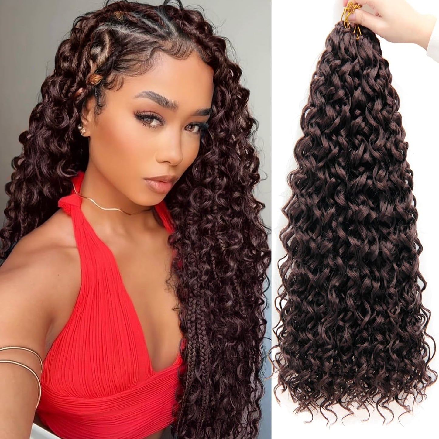 Water Wave Crochet Hair Extensions - Blonde Synthetic Bohemian Braids | 14 Inch Deep Wave (27#)