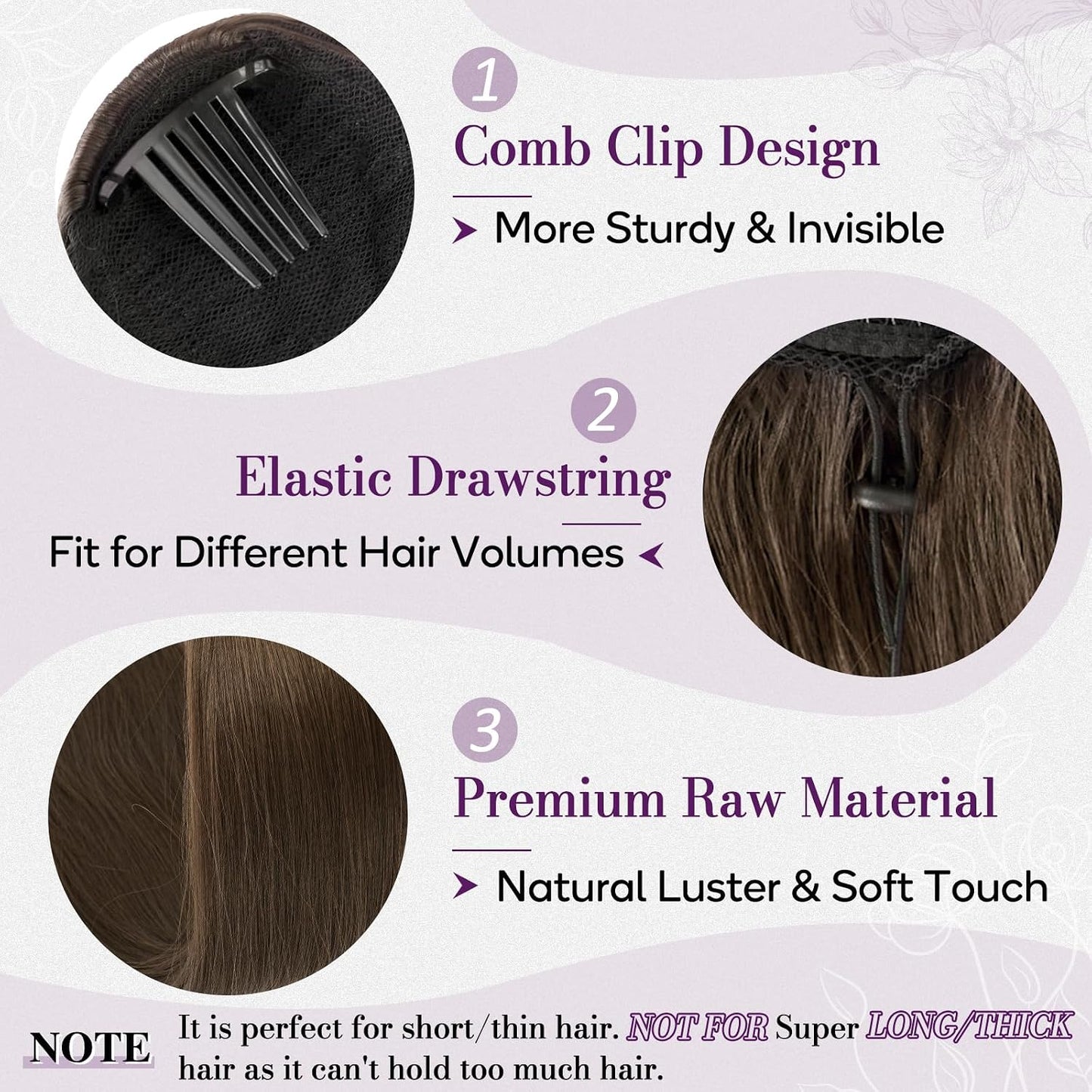 Brown Straight Drawstring Ponytail Extension - 28 Inch Natural-Looking Soft Synthetic Hairpiece | Fluffy & Stylish for Daily Wear