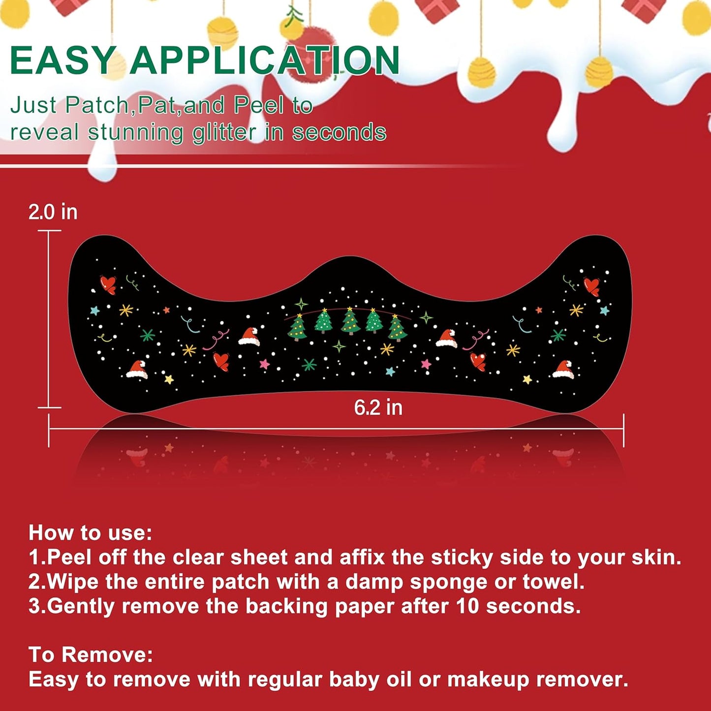 Christmas Face Temporary Tattoos - 8 Pcs Waterproof Glitter Freckles for Kids & Women | Holiday Party Makeup