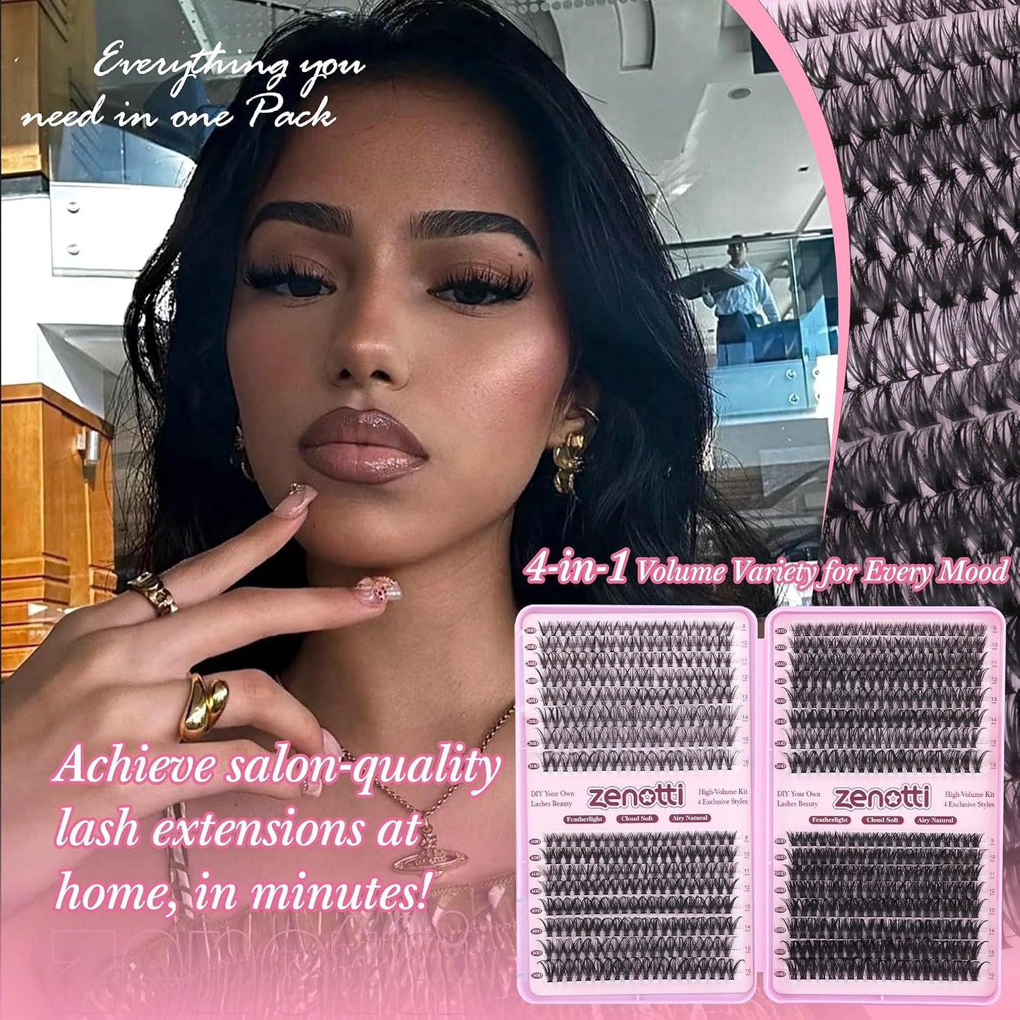 Natural Eyelash Clusters - 640PCS Wispy 30D/40D/50D/60D Extensions | 9-16mm DIY Individual Lashes