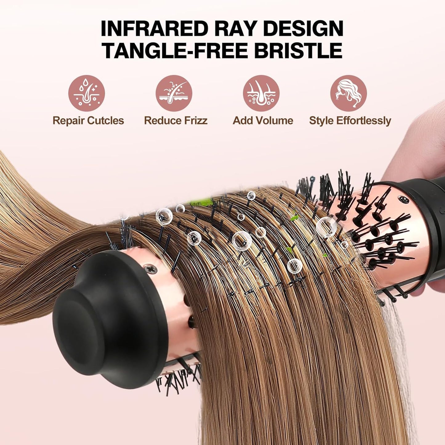 3-in-1 Heated Round Thermal Brush Set - Adjustable Temp, Fast Heating Titanium Ceramic | Detachable Barrels (1.18/1.5/1.77 Inches)