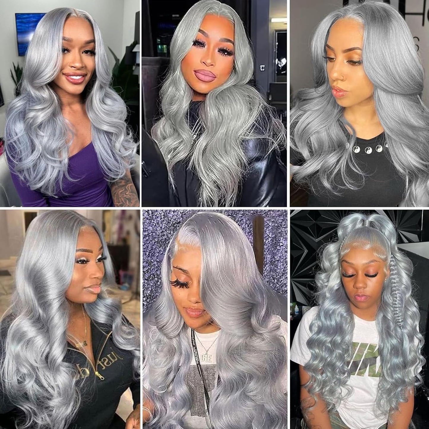 Grey Human Hair Bundles Gray Body Wave Bundle Silver Human Hair 3 Bundles 20 22 24 Inch 300g Brazilian Remy Gray Bundle