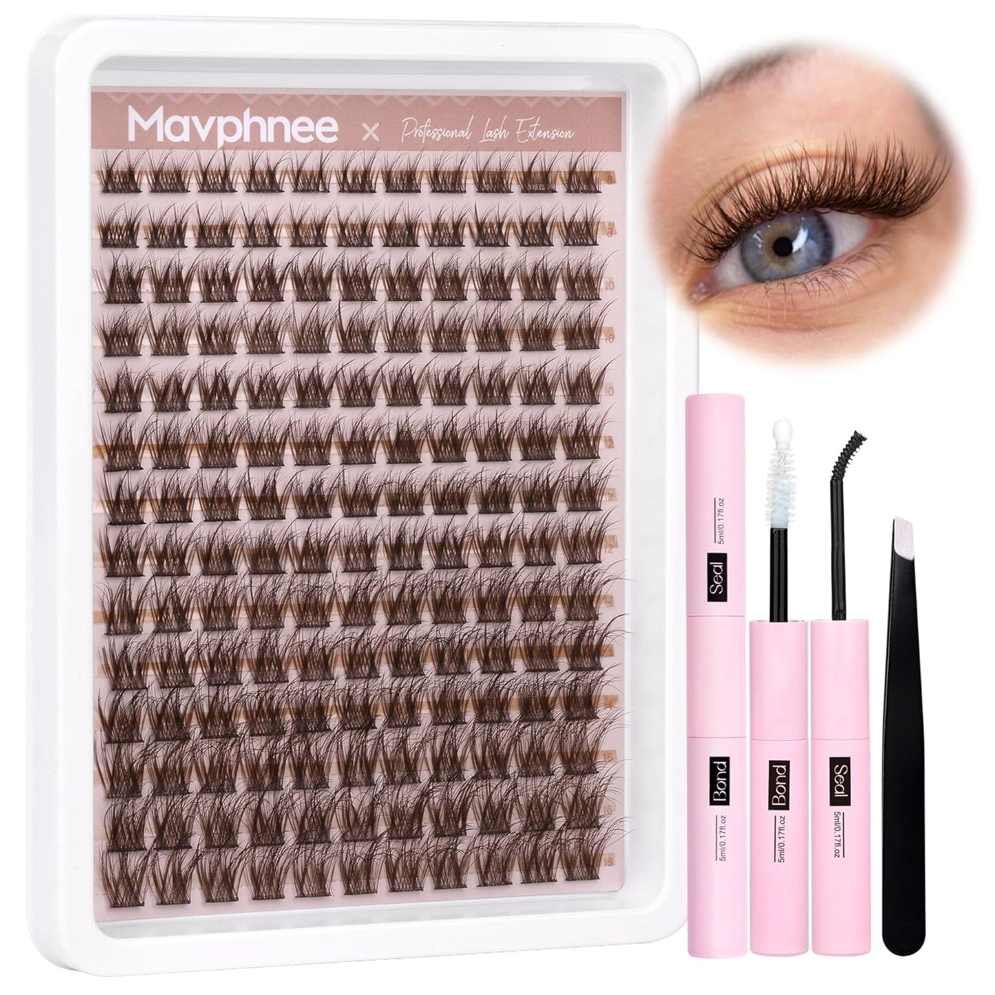 Natural DIY Lash Extensions - C-Curly Cluster Eyelashes | 216 Pcs Wispy Cat Eye Lashes for Beginners