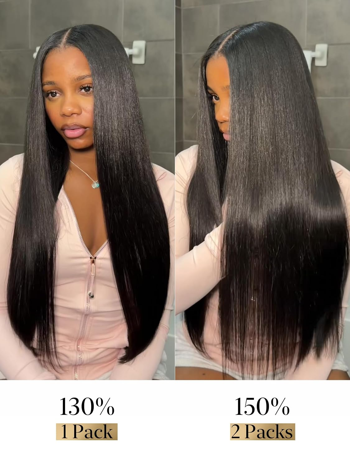 LUVME Invisible Clip-In Hair Extensions - 0.59mm Yaki Straight 24 Inch, 100% Real Human Hair, 6 Pcs 100g | Wider Wefts for Easy Sectioning