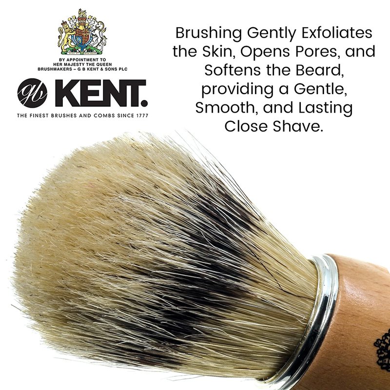 Kent VS70 Natural Badger Bristle Beechwood Shaving Brush for Men for Safety Razor, Shaving Razors for Men. Perfect Lather Shaving Brush for Shave Cream, Shaving Soap. Kent Luxury Shaving Since 1777