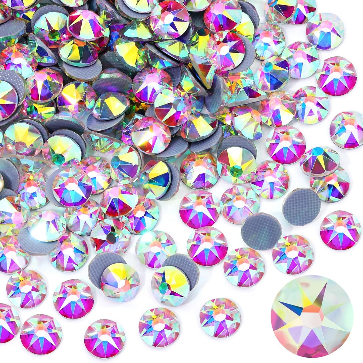 Hotfix Rhinestones - 144pcs Crystal AB Round Iron-On Gems for Fabric Crafting | SS40 (8.3-8.6mm)