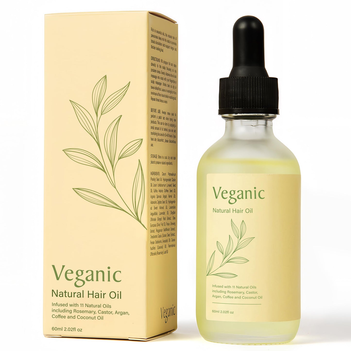 Veganic Natural Hair Growth Oil for Women infused with 10 Premium Botanic Oils plus Organic Rosemary Oil for Hair Growth | Salon-Grade Volumizing & Nourishment | Non-GMO Verified | 30-Day Supply